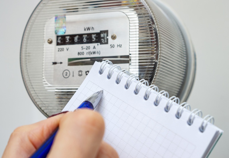 Recording electric meter reading for utility billing in California